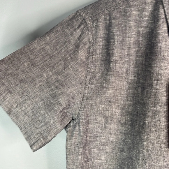 WEATHERPROOF NWT Mens Linen Grey Mix Short Sleeve Button Down Shirt Preppy S - Picture 5 of 14